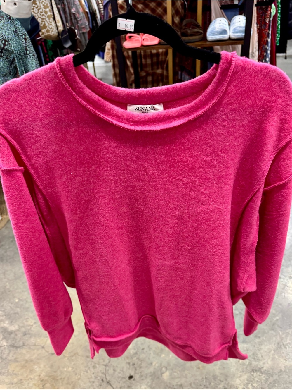 Zenana Outfitters Hot Pink Crewneck Sweater